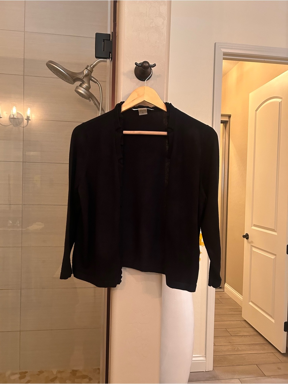 Peter Nygard Black Open-Front Knit Cardigan
